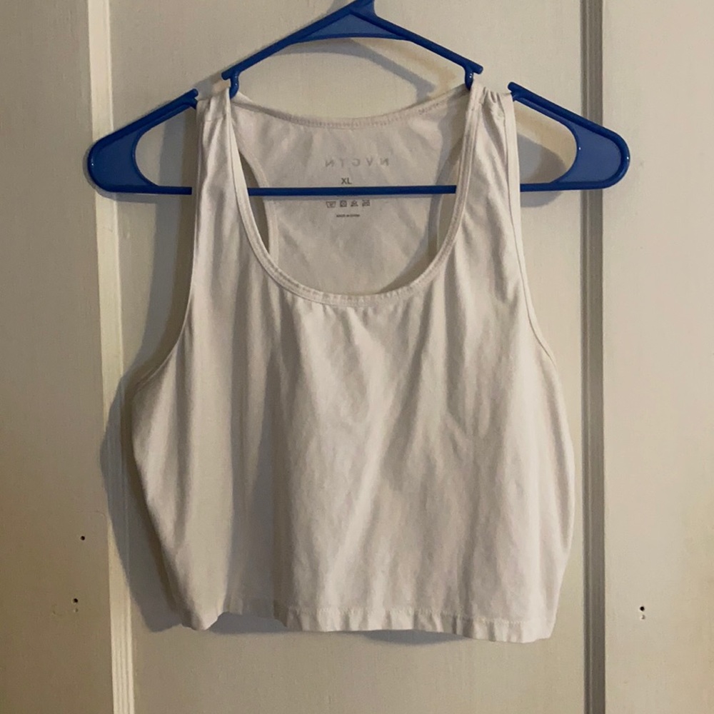 nvgtn white tank cropped top